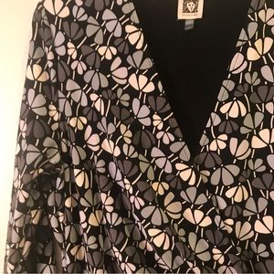 Anne Klein floral tonal faux wrap dress